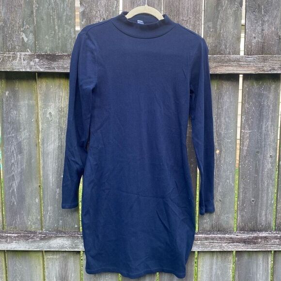 Old Navy Blue Ribbed Mock Neck Bodycon Dress | M - Picture 1 of 4